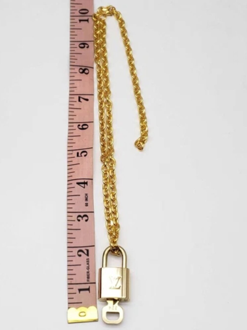 Stainless Steel Gold-Plated Necklace with Authentic Louis Vuitton Padlock - Picture 3 of 9